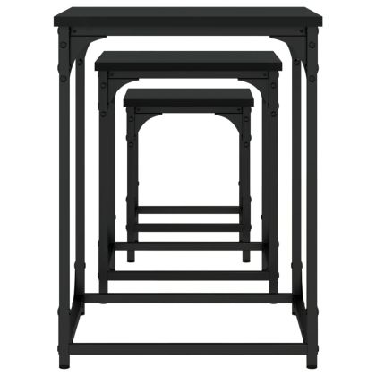 Стифиращи кафе маси, 3 бр, черни, инженерно дърво