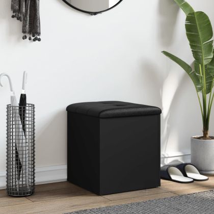 Пейка за съхранение, черна, 42x42x45 см, инженерно дърво