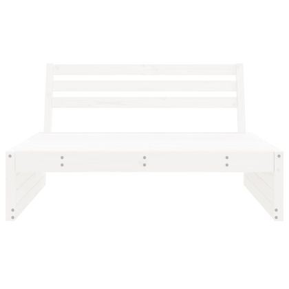 Градински среден диван, бял, 120x80 см, борово дърво масив