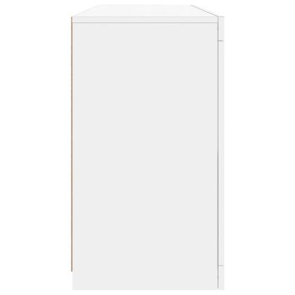 Сайдборд с LED светлини, бял, 142,5x37x67 см