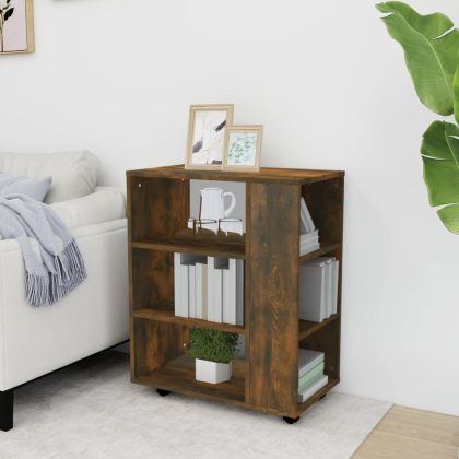 Шкаф с колелца, опушен дъб, 60x35x75 см, инженерно дърво