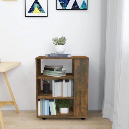 Шкаф с колелца, опушен дъб, 60x35x75 см, инженерно дърво