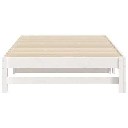 Разтегателно дневно легло, без матрак, бяло, 2x(90x200) см