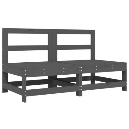 Градински лаундж комплект, 6 части, сив, бор масив