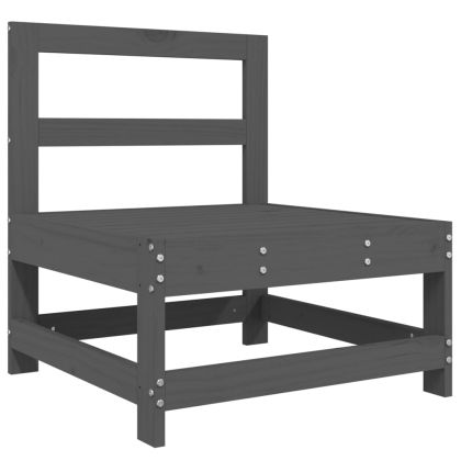 Градински лаундж комплект, 6 части, сив, бор масив