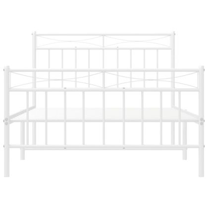 Метална рамка за легло с горна и долна табла, бяла, 107x203 см