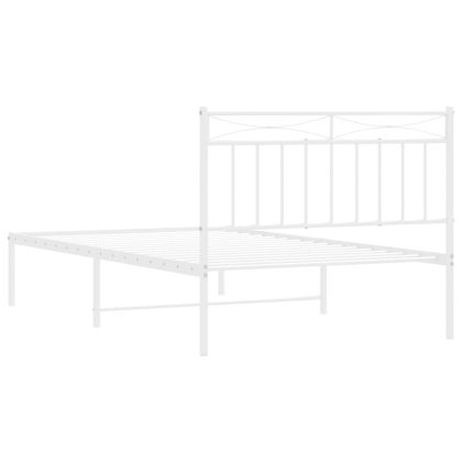 Метална рамка за легло с горна табла, бяла, 107x203 см
