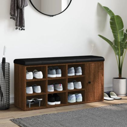 Пейка за обувки, кафяв дъб, 102x32x50 см, инженерно дърво