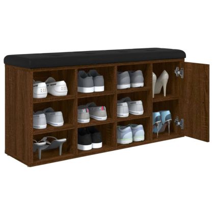Пейка за обувки, кафяв дъб, 102x32x50 см, инженерно дърво