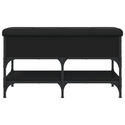 Пейка за обувки, черна, 82x42x45 см, инженерно дърво