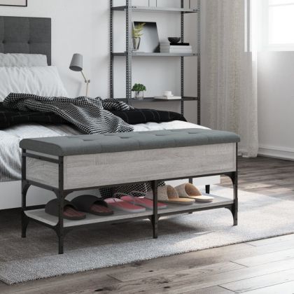 Пейка за обувки, сив сонома, 102x42x45 см, инженерно дърво