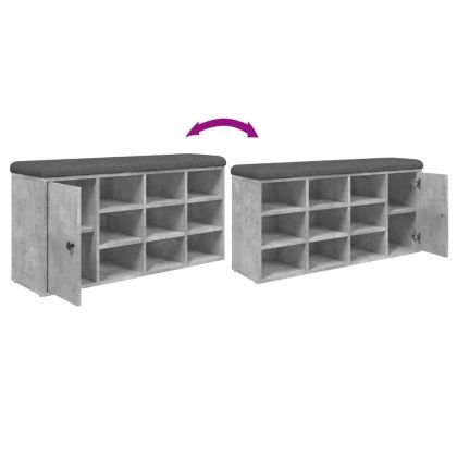 Пейка за обувки, бетонно сив, 102x32x50 см, инженерно дърво