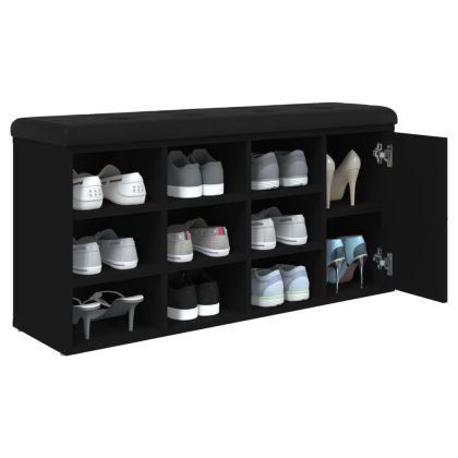 Пейка за обувки, черна, 102x32x50 см, инженерно дърво