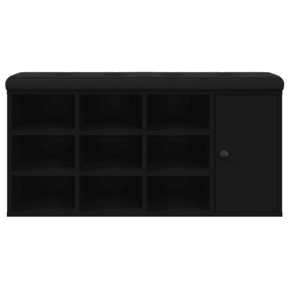 Пейка за обувки, черна, 102x32x50 см, инженерно дърво