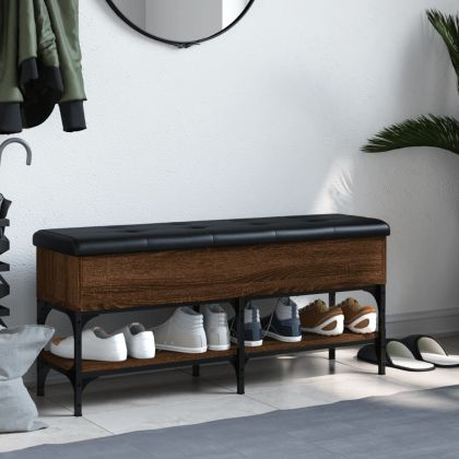 Пейка за обувки, кафяв дъб, 102x32x45 см, инженерно дърво