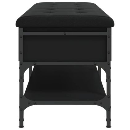 Пейка за обувки, черна, 102x42x45 см, инженерно дърво