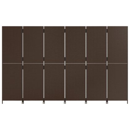 Параван за стая, 6 панела, кафяв, полиратан