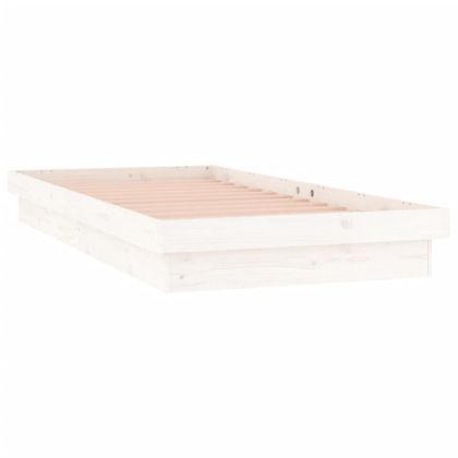 LED рамка за легло бяла 90x190 см Single масивна дървесина