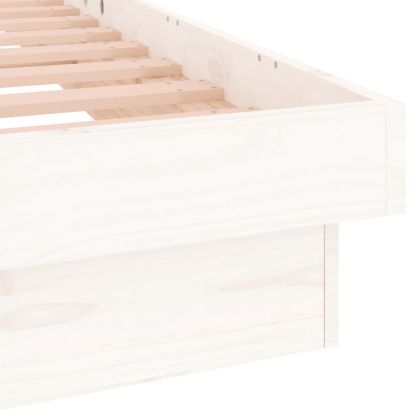 LED рамка за легло бяла 90x190 см Single масивна дървесина