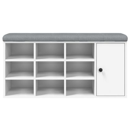 Пейка за обувки, бяла, 102x32x50 см, инженерно дърво