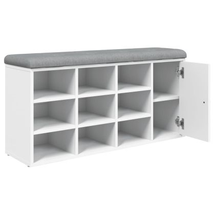 Пейка за обувки, бяла, 102x32x50 см, инженерно дърво