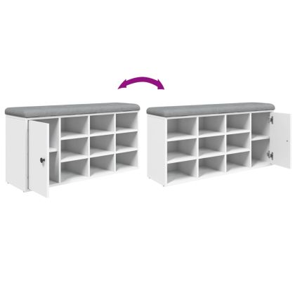 Пейка за обувки, бяла, 102x32x50 см, инженерно дърво