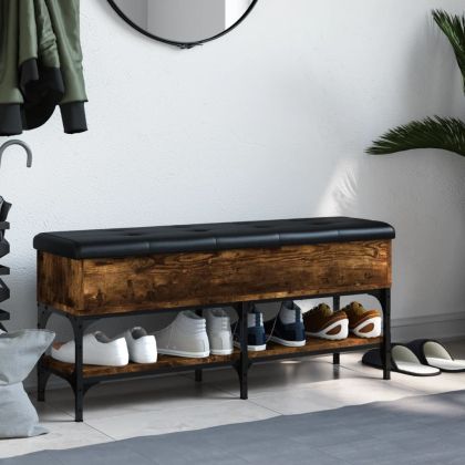 Пейка за обувки, опушен дъб, 102x32x45 см, инженерно дърво