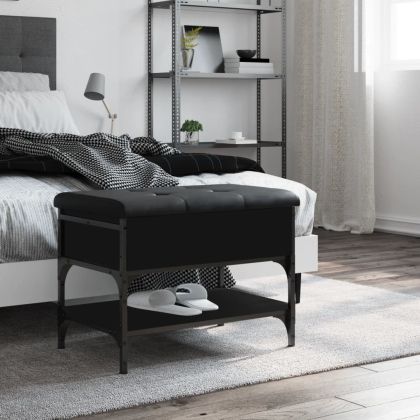 Пейка за обувки, черна, 62x42x45 см, инженерно дърво