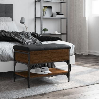 Пейка за обувки, кафяв дъб, 62x42x45 см, инженерно дърво