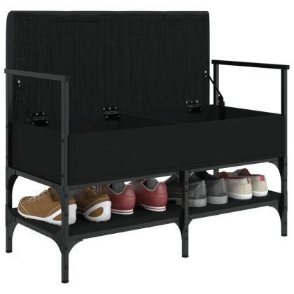 Пейка за обувки, черна, 85,5x42x57,5 см, инженерно дърво