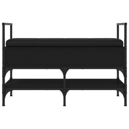 Пейка за обувки, черна, 85,5x42x57,5 см, инженерно дърво