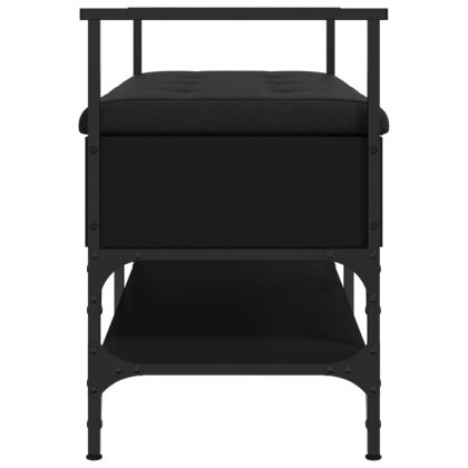 Пейка за обувки, черна, 85,5x42x57,5 см, инженерно дърво