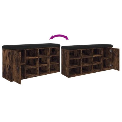 Пейка за обувки, опушен дъб, 102x32x50 см, инженерно дърво