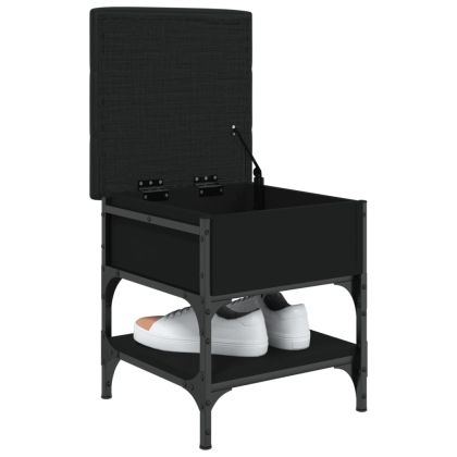 Пейка за обувки, черна, 42x42x45 см, инженерно дърво