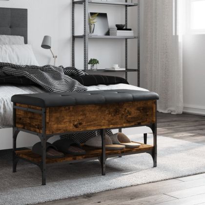 Пейка за обувки, опушен дъб, 82x42x45 см, инженерно дърво