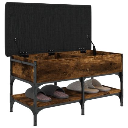 Пейка за обувки, опушен дъб, 82x42x45 см, инженерно дърво