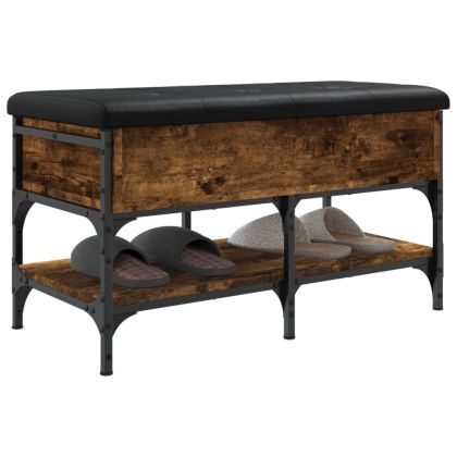 Пейка за обувки, опушен дъб, 82x42x45 см, инженерно дърво