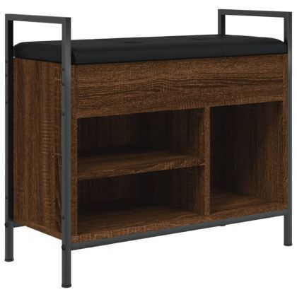 Пейка за обувки, кафяв дъб, 65,5x32x57,5 см, инженерно дърво