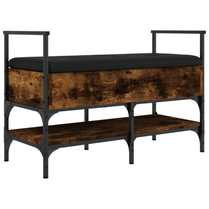 Пейка за обувки, опушен дъб, 85,5x42x57,5 см, инженерно дърво