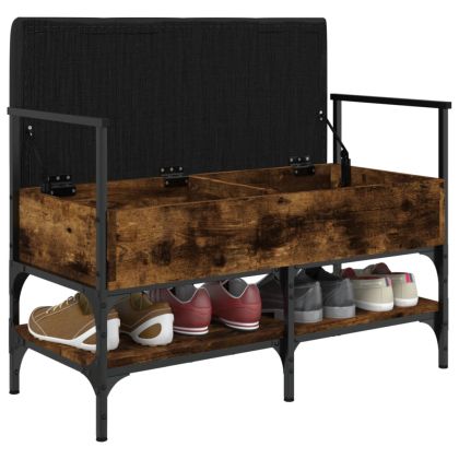 Пейка за обувки, опушен дъб, 85,5x42x57,5 см, инженерно дърво