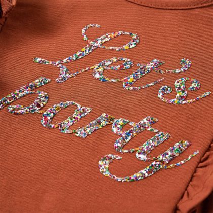 Детска тениска с дълъг ръкав, коняк, 92