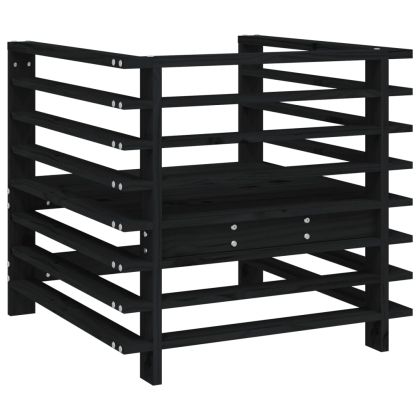 Градински столове, 2 бр, черни, борово дърво масив