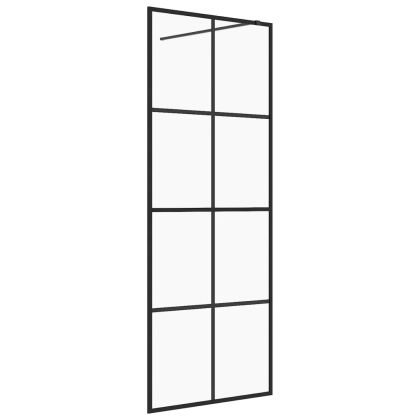 Стена за душ с прозрачно ESG стъкло, 80x195 см, черна