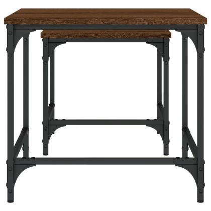 Стифиращи кафе маси, 2 бр, кафяв дъб, инженерно дърво