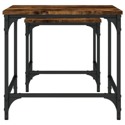 Стифиращи кафе маси, 2 бр, опушен дъб, инженерно дърво