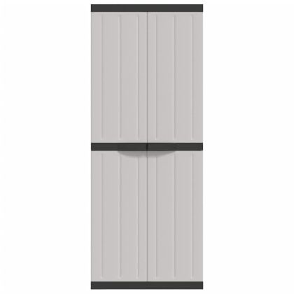 Външен шкаф за съхранение, сиво и черно, 65x37x165 см, PP