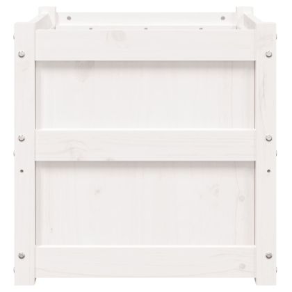 Градински сандък, бял, 50x50x50 см, борово дърво масив