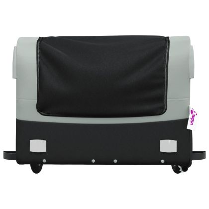 Ремарке за велосипед, черно и сиво, 45 кг, желязо