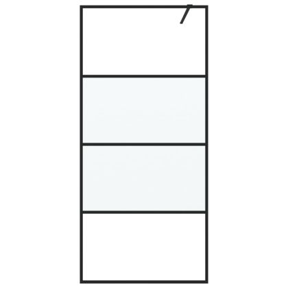Параван за баня черен 90x195 см наполовина матирано ESG стъкло