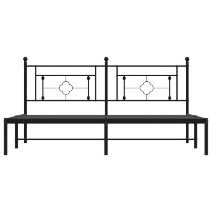 Метална рамка за легло с горна табла, черна, 183x213 см